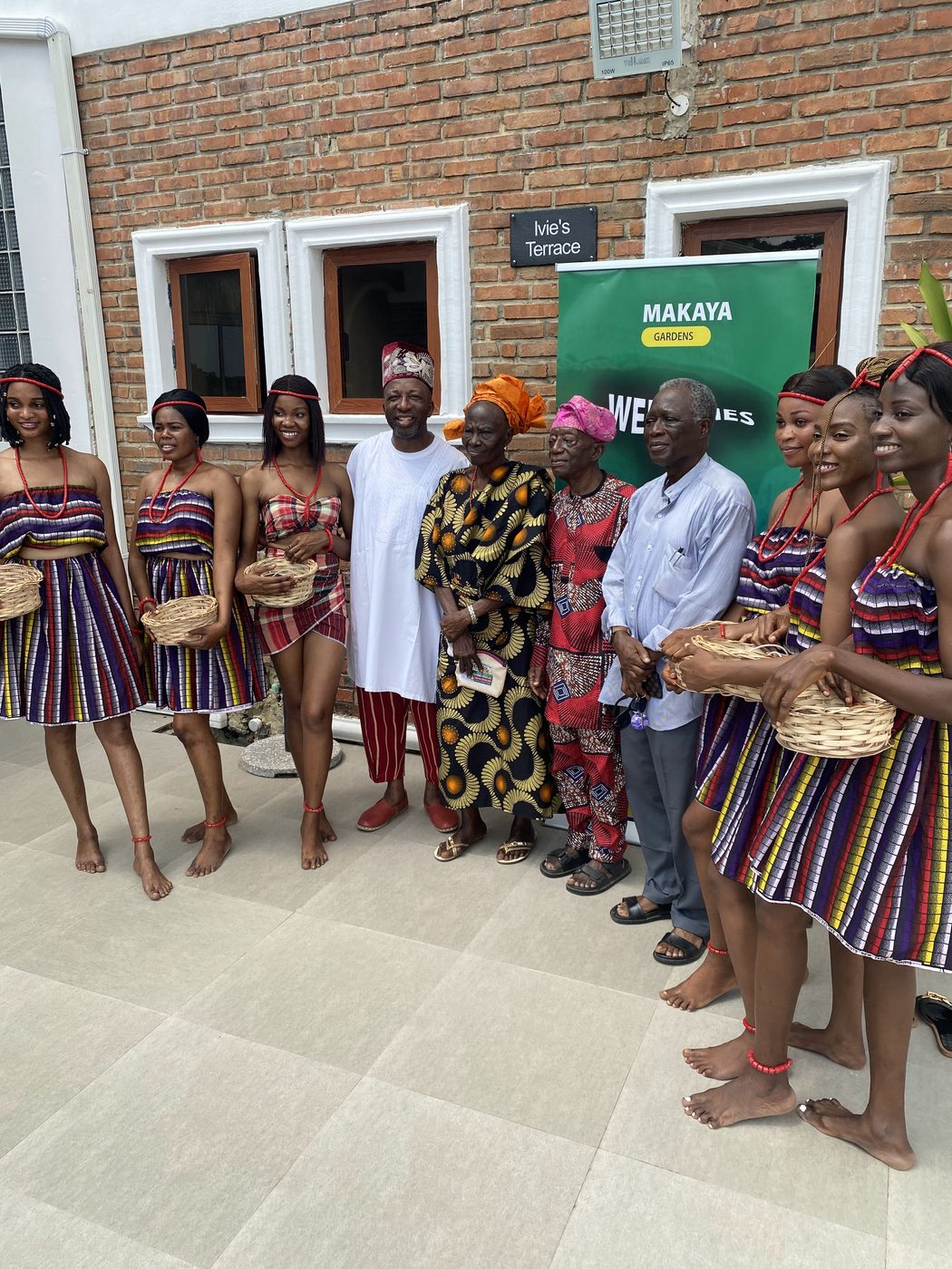 Olawale Opayinka with community elders and dancers at the first Yam Harvest, Onipe Village, 2022